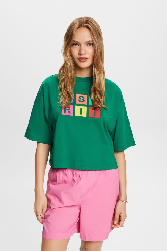 Women Esprit Dark Green Embroidered logo t-shirt, 100% cotton T-Shirts XF444415 - Image 1