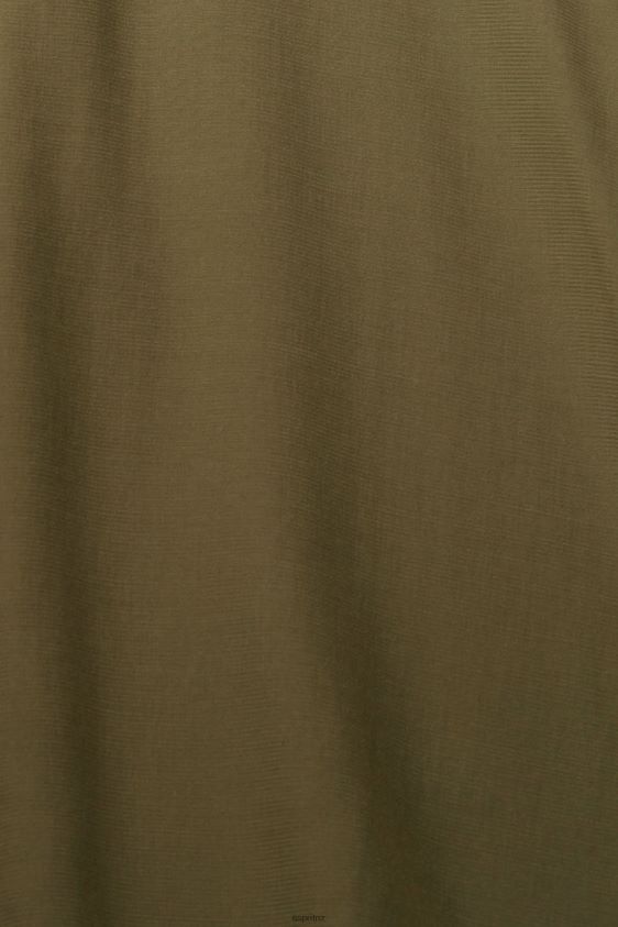 Women Esprit Dark Khaki V-neck blouse, LENZING ECOVERO Blouses XF4444555 - Image 4
