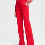 Women Esprit Dark Red Stretchy high-rise bootcut trousers Trousers & Pants XF4444336