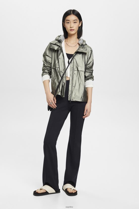Women Esprit Dark Teal Green Metallic sheen jacket with a hood Jackets XF4444267 - Image 2