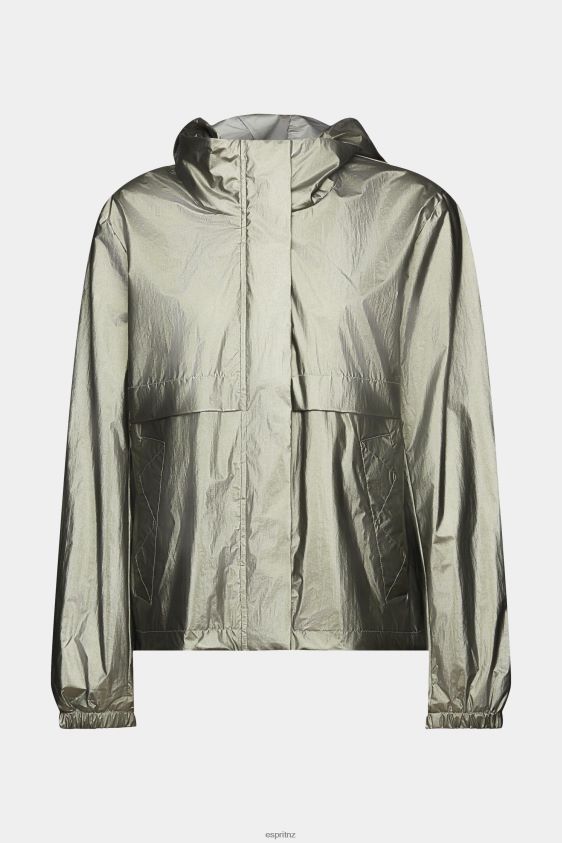 Women Esprit Dark Teal Green Metallic sheen jacket with a hood Jackets XF4444267 - Image 5