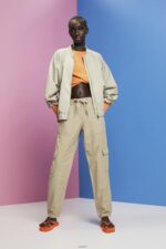 Women Esprit Dusty Green Mixed fabric cargo trousers with TENCEL Trousers & Pants XF4444265 - Image 2