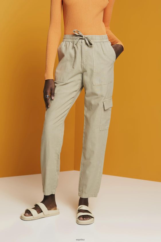 Women Esprit Dusty Green Mixed fabric cargo trousers with TENCEL Trousers & Pants XF4444265 - Image 1