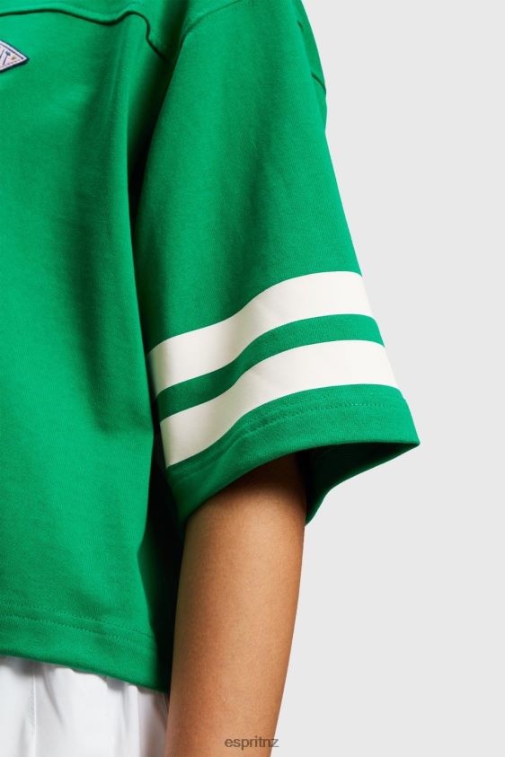 Women Esprit Emerald Green Cropped varsity logo rugby tee T-Shirts XF4444413 - Image 3