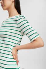 Women Esprit Emerald Green Fashion stripe t-shirt T-Shirts XF4444519 - Image 3