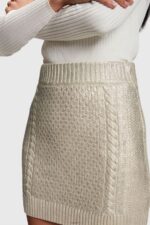 Women Esprit Gold Metallic cable knit mini skirt Skirts XF4444360 - Image 2