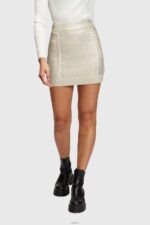 Women Esprit Gold Metallic cable knit mini skirt Skirts XF4444360