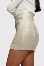 Women Esprit Gold Metallic cable knit mini skirt Skirts XF4444360 - Image 3