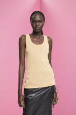 Women Esprit Gold Sleeveless glitter top Tank XF4444404
