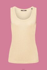 Women Esprit Gold Sleeveless glitter top Tank XF4444404 - Image 5