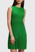 Women Esprit Green Pleated fit and flare dress Dresses XF4444386