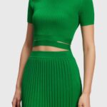 Women Esprit Green Pleated top Sweaters XF4444377