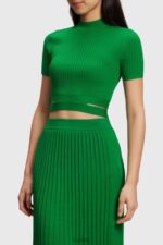 Women Esprit Green Pleated top Sweaters XF4444377