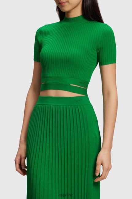 Women Esprit Green Pleated top Sweaters XF4444377