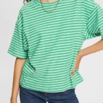 Women Esprit Green Striped T-shirt T-Shirts XF4444373