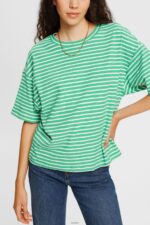 Women Esprit Green Striped T-shirt T-Shirts XF4444373