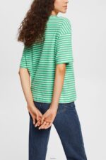 Women Esprit Green Striped T-shirt T-Shirts XF4444373 - Image 3