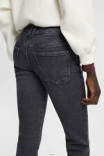 Women Esprit Grey Dark Wash High-rise straight leg stretch jeans Denim XF4444328 - Image 3