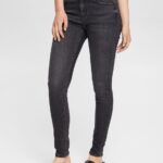 Women Esprit Grey Dark Wash Mid-rise cashmere-touch stretch jeans Denim XF4444341