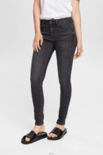 Women Esprit Grey Dark Wash Mid-rise cashmere-touch stretch jeans Denim XF4444341