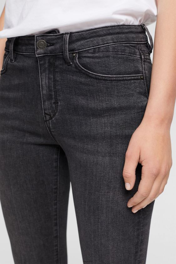 Women Esprit Grey Dark Wash Mid-rise cashmere-touch stretch jeans Denim XF4444341 - Image 3