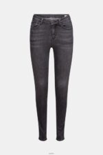 Women Esprit Grey Dark Wash Mid-rise cashmere-touch stretch jeans Denim XF4444341 - Image 5
