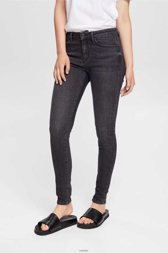 Women Esprit Grey Dark Wash Mid-rise cashmere-touch stretch jeans Denim XF4444341 - Image 1