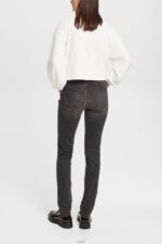Women Esprit Grey Dark Wash Mid-rise slim fit stretch jeans, Dual Max Denim XF4444398 - Image 3