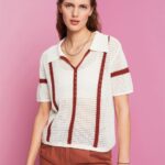 Women Esprit Ice Short-sleeved polo jumper Sweaters XF4444105