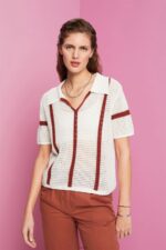 Women Esprit Ice Short-sleeved polo jumper Sweaters XF4444105