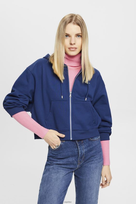 Women Esprit Ink Cropped zip hoodie with logo print on the back Sweatshirts & Hoodies XF4444165 - Image 1