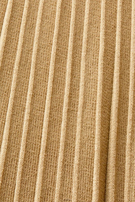Women Esprit Khaki Beige Mockneck pleated midi dress with short-sleeves Dresses XF4444119 - Image 4