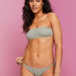 Women Esprit Khaki Green Recycled: wireless bandeau top Swim XF444481