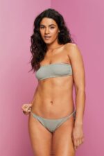 Women Esprit Khaki Green Recycled: wireless bandeau top Swim XF444481