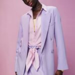 Women Esprit Lavender Double-breasted blazer Coats XF4444256