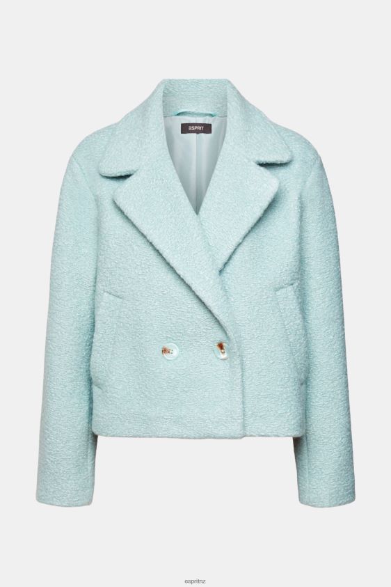 Women Esprit Light Aqua Green Faux wool woven jacket Jackets XF4444436 - Image 5