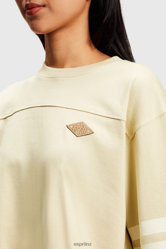Women Esprit Light Beige Cropped varsity logo rugby tee T-Shirts XF4444412 - Image 2