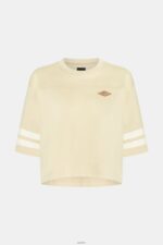 Women Esprit Light Beige Cropped varsity logo rugby tee T-Shirts XF4444412 - Image 4