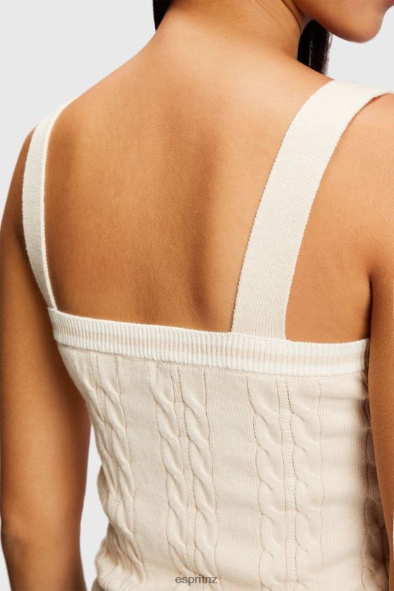 Women Esprit Light Beige Dolphin logo cable sweater camisole Sweaters XF4444409 - Image 3