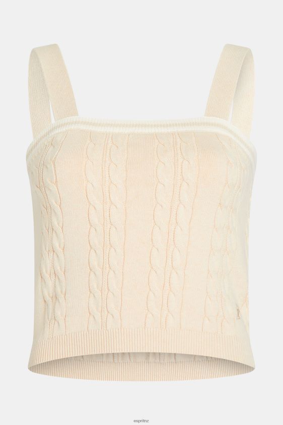Women Esprit Light Beige Dolphin logo cable sweater camisole Sweaters XF4444409 - Image 4
