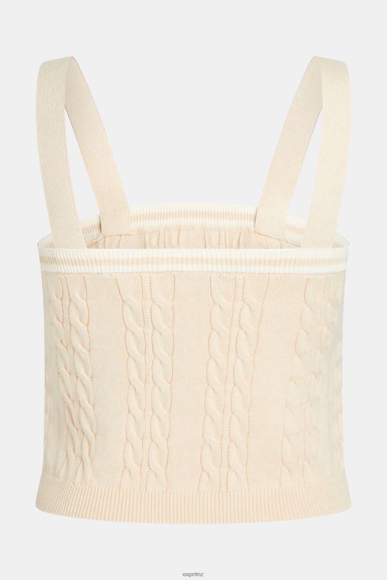 Women Esprit Light Beige Dolphin logo cable sweater camisole Sweaters XF4444409 - Image 5