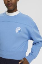 Women Esprit Light Blue Lavender Cropped sweatshirt Sweatshirts & Hoodies XF4444156 - Image 3