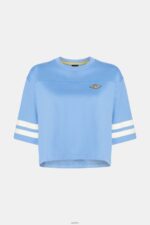 Women Esprit Light Blue Lavender Cropped varsity logo rugby tee T-Shirts XF4444414 - Image 4