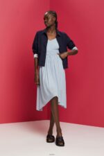 Women Esprit Light Blue Lavender Elastic Waist Mesh Dress Dresses XF444466 - Image 2