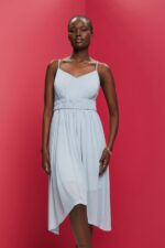 Women Esprit Light Blue Lavender Elastic Waist Mesh Dress Dresses XF444466