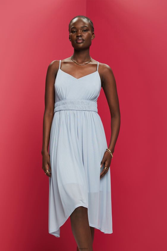 Women Esprit Light Blue Lavender Elastic Waist Mesh Dress Dresses XF444466 - Image 1