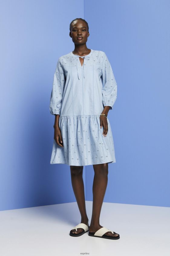 Women Esprit Light Blue Lavender Embroidered dress, 100% cotton Dresses XF4444187 - Image 2