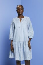 Women Esprit Light Blue Lavender Embroidered dress, 100% cotton Dresses XF4444187