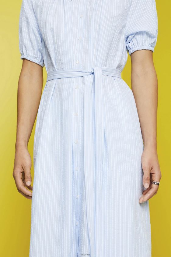 Women Esprit Light Blue Midi shirt dress with a tie belt, cotton blend Dresses XF4444236 - Image 3