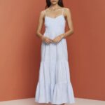 Women Esprit Light Blue Strappy maxi dress Dresses XF4444233
